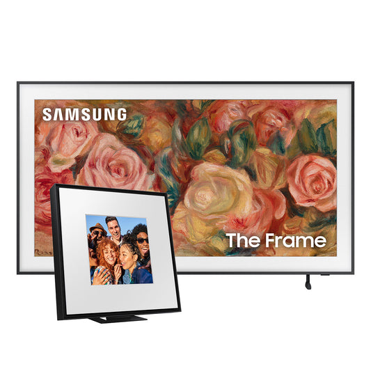 Samsung LS03D 55" The Frame QLED 4K HDR Smart TV with Slim-Fit Wall Mount (2024) and HW-LS60D Music Frame Bluetooth Speaker with Wall Mount