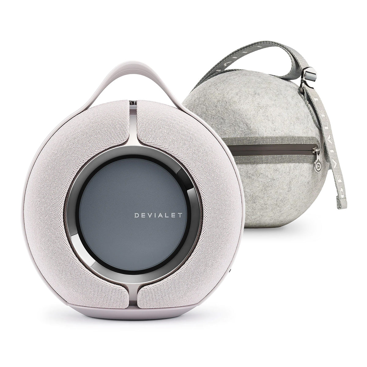Devialet Mania Portable Bluetooth Smart Speaker (Sunset Rose) with Charging Station and Cocoon Felt Carrying Case
