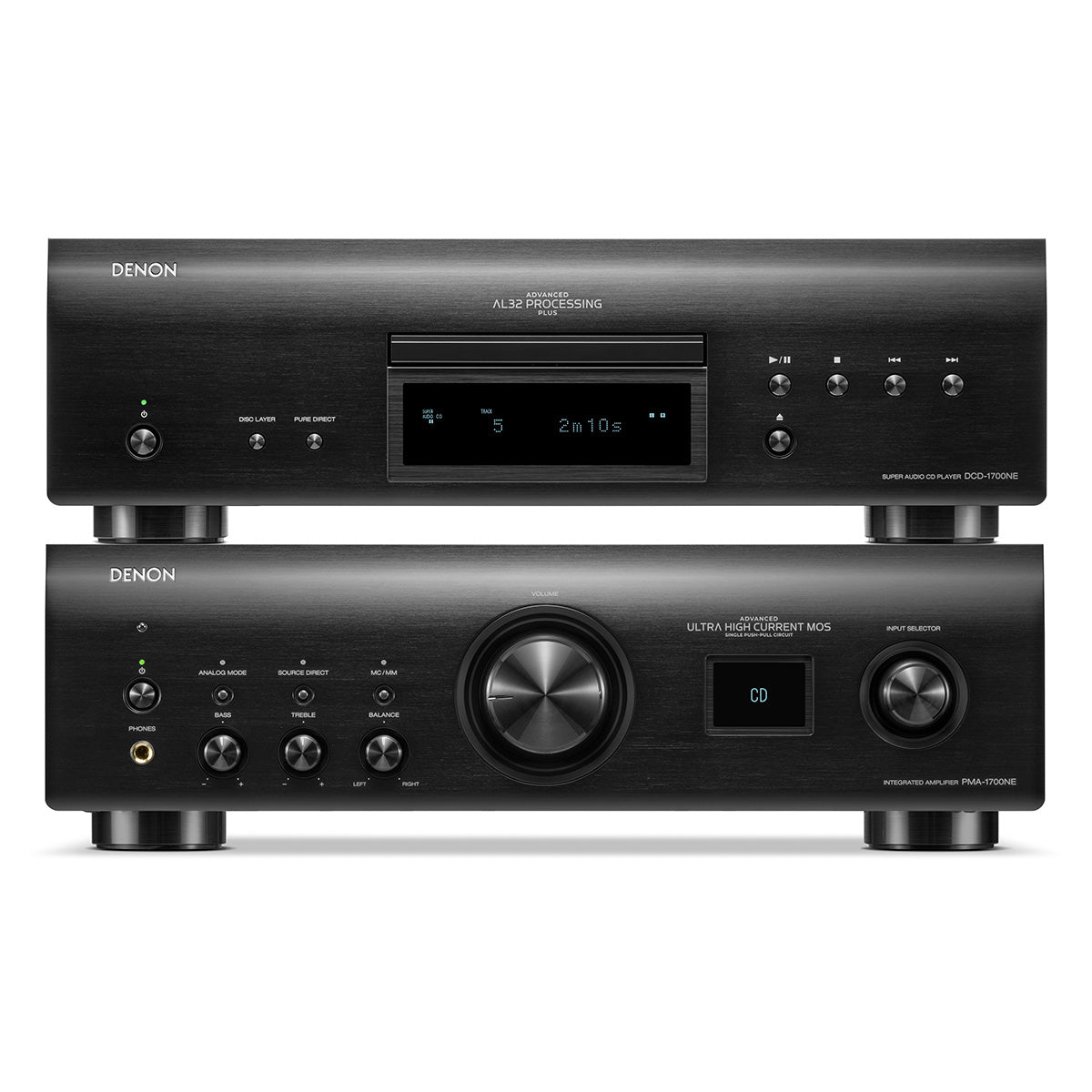 Denon PMA-1700NE 140W Integrated Amp & DCD-1700NE CD/SACD Player (Black)