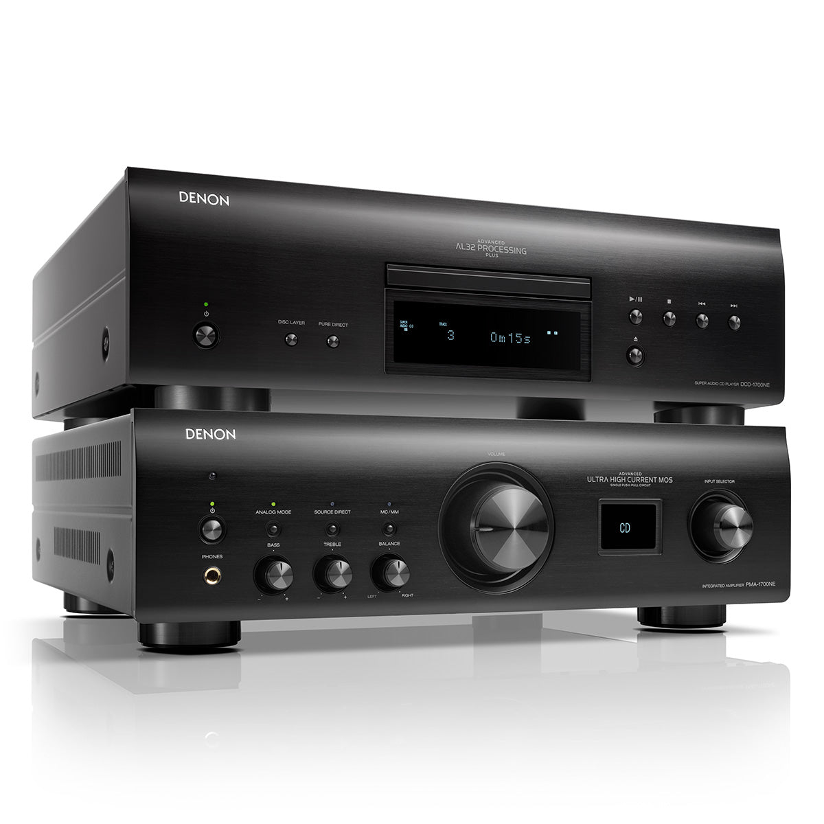 Denon PMA-1700NE 140W Integrated Amp & DCD-1700NE CD/SACD Player (Black)