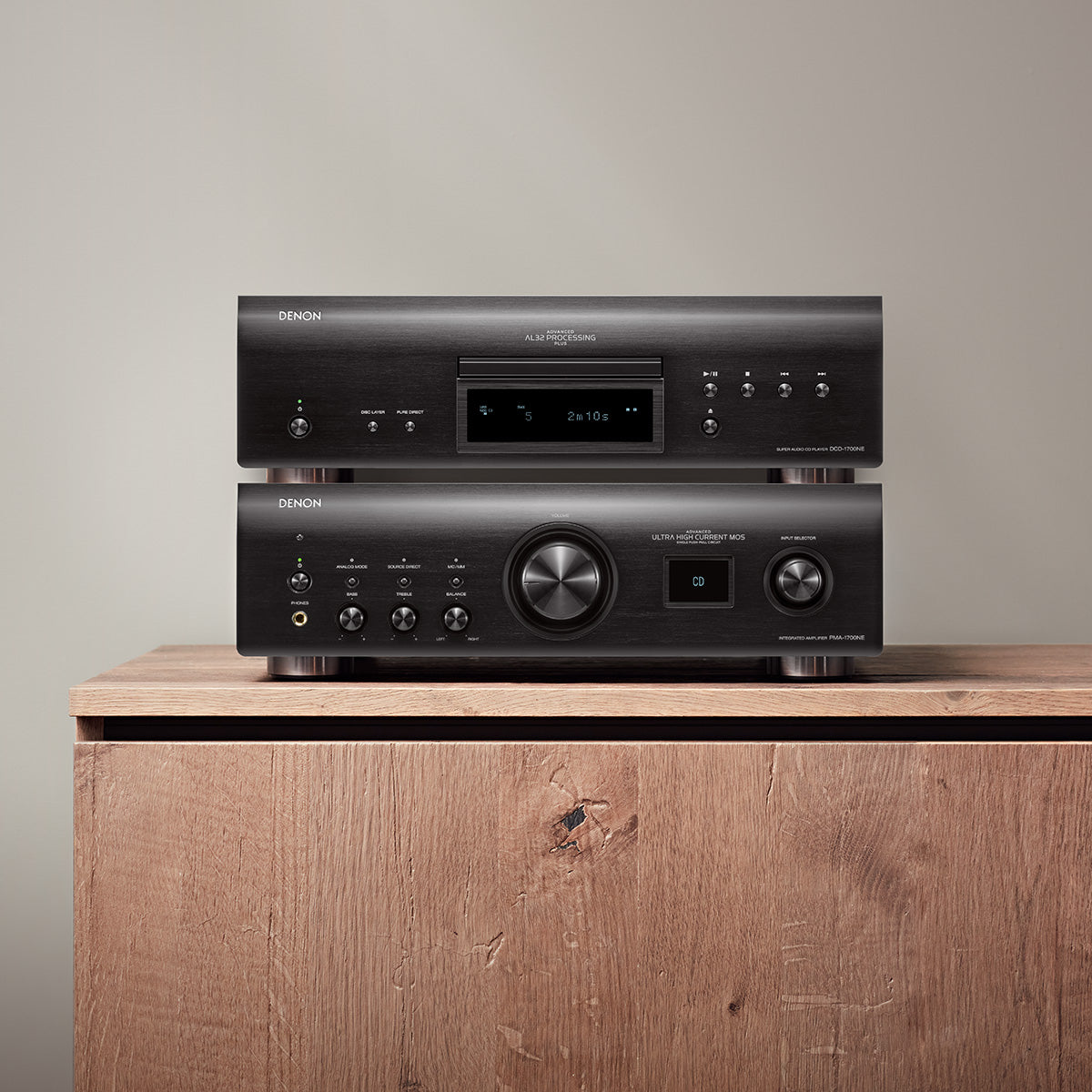 Denon PMA-1700NE 140W Integrated Amp & DCD-1700NE CD/SACD Player (Black)