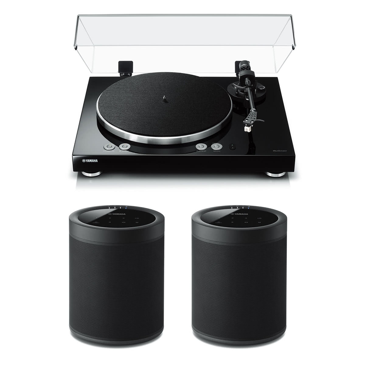 Yamaha MusicCast Vinyl 500 Turntable with MusicCast 20 Wireless Speakers - Pair (Black)