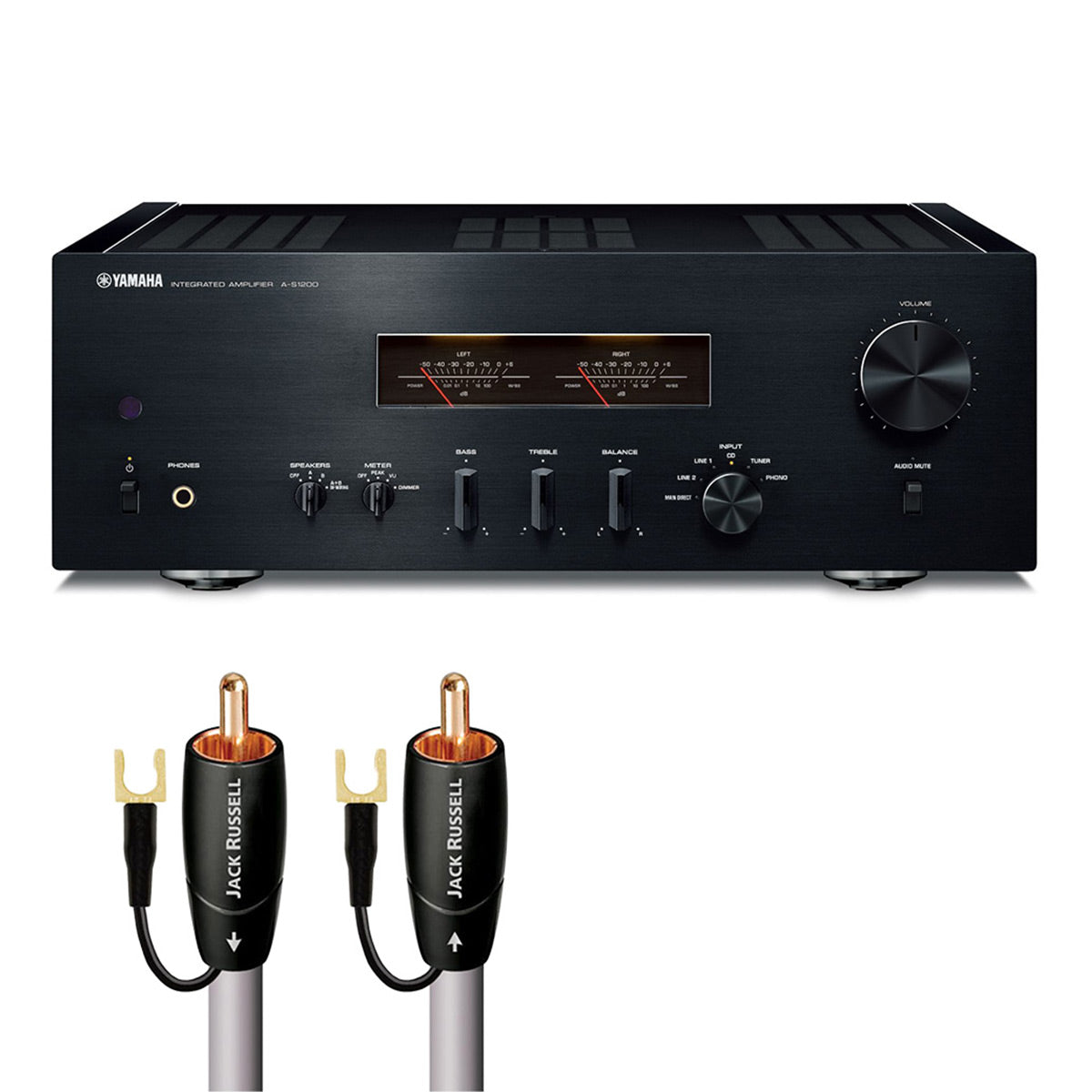 Yamaha A-S1200 Amplifier Bundle with AudioQuest Jack Russell Cable (Black)