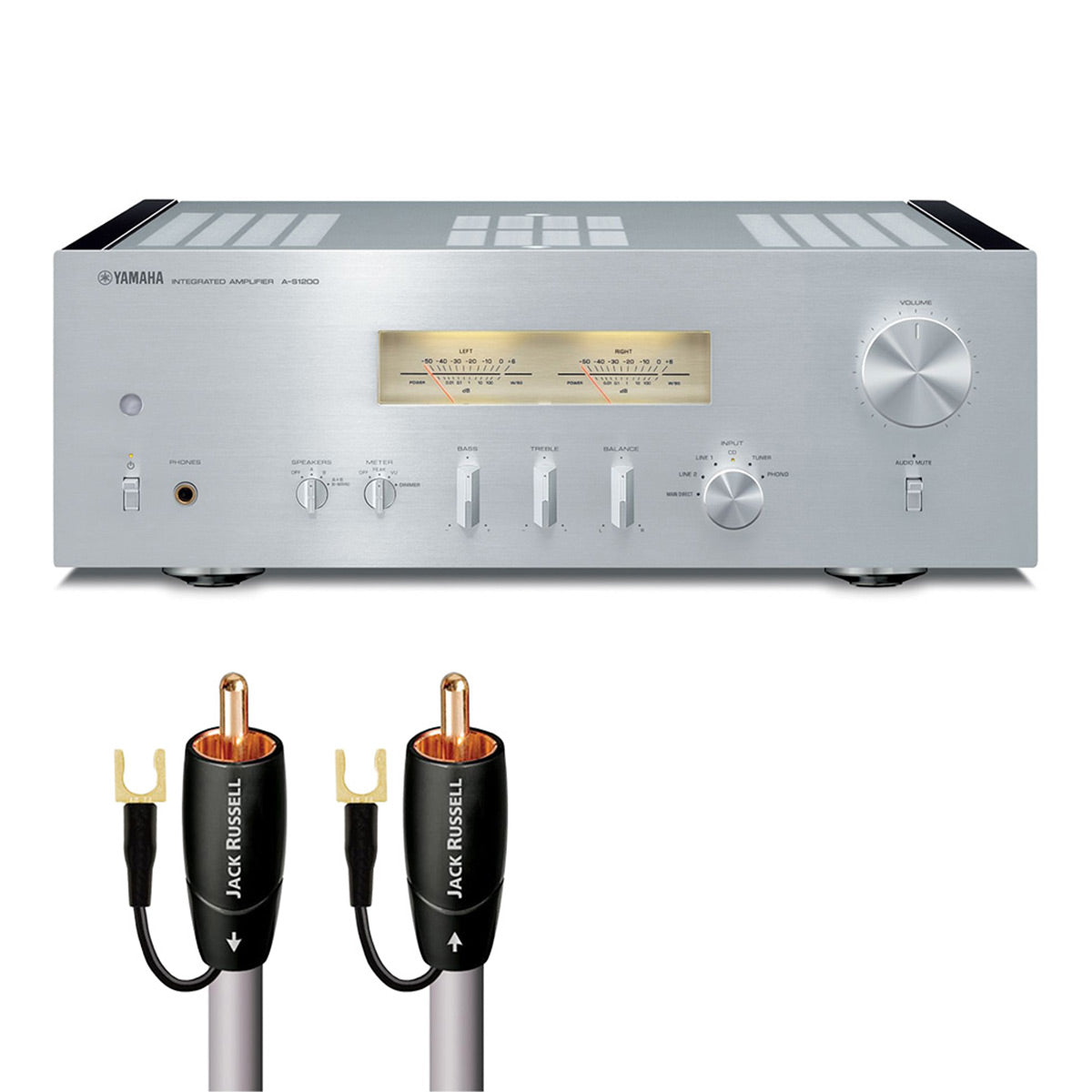 Yamaha A-S1200 Amplifier Bundle with AudioQuest Jack Russell Cable (Silver)