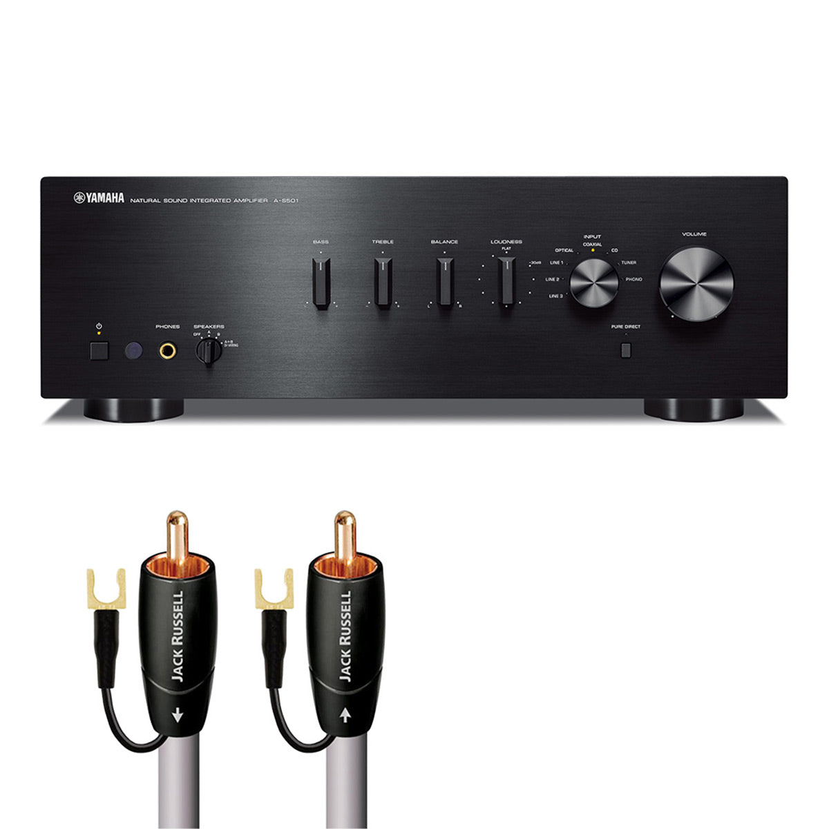 Yamaha A-S501 Amplifier Bundle with AudioQuest Jack Russell Cable (Black)