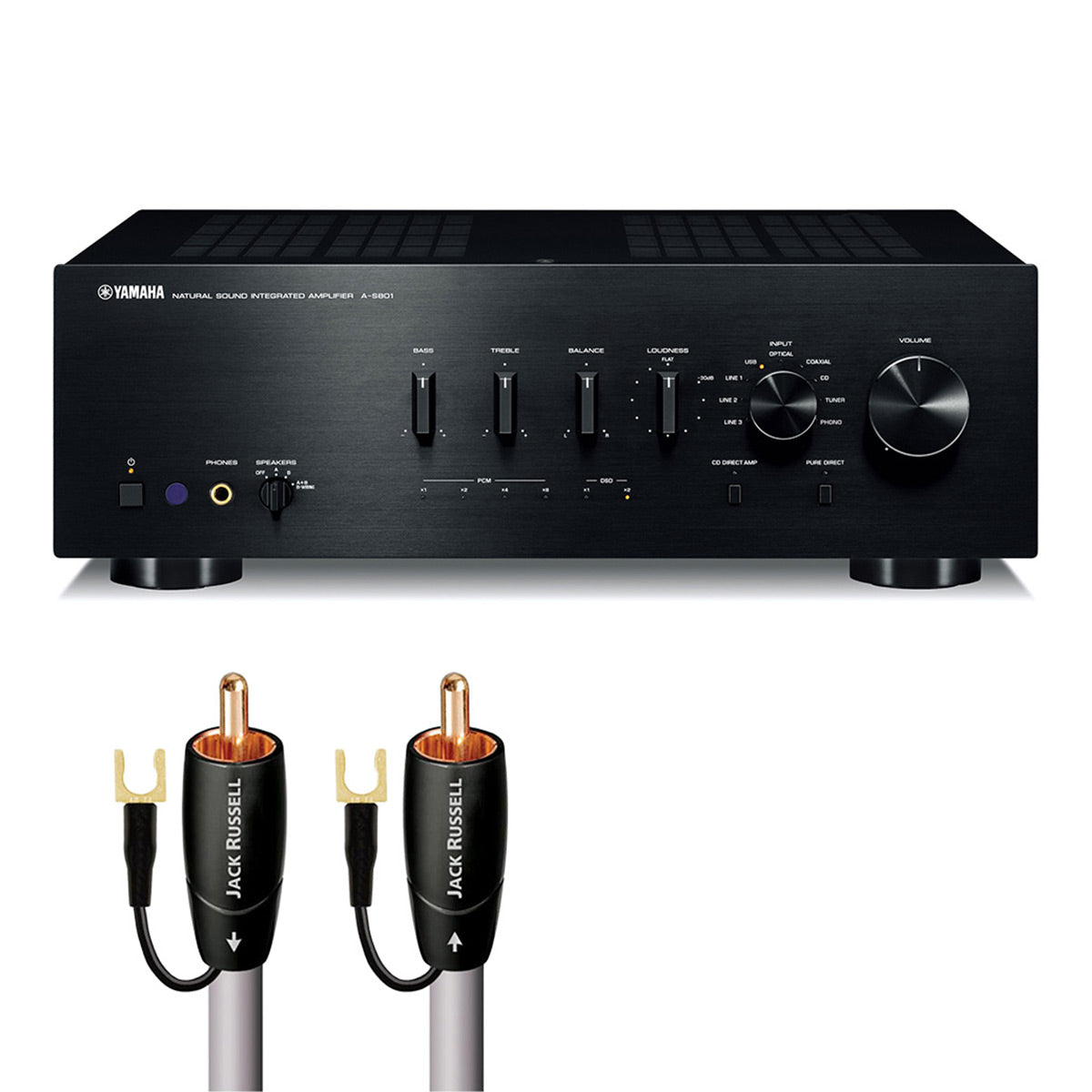 Yamaha A-S801 Amplifier Bundle with AudioQuest Jack Russell Cable (Black)