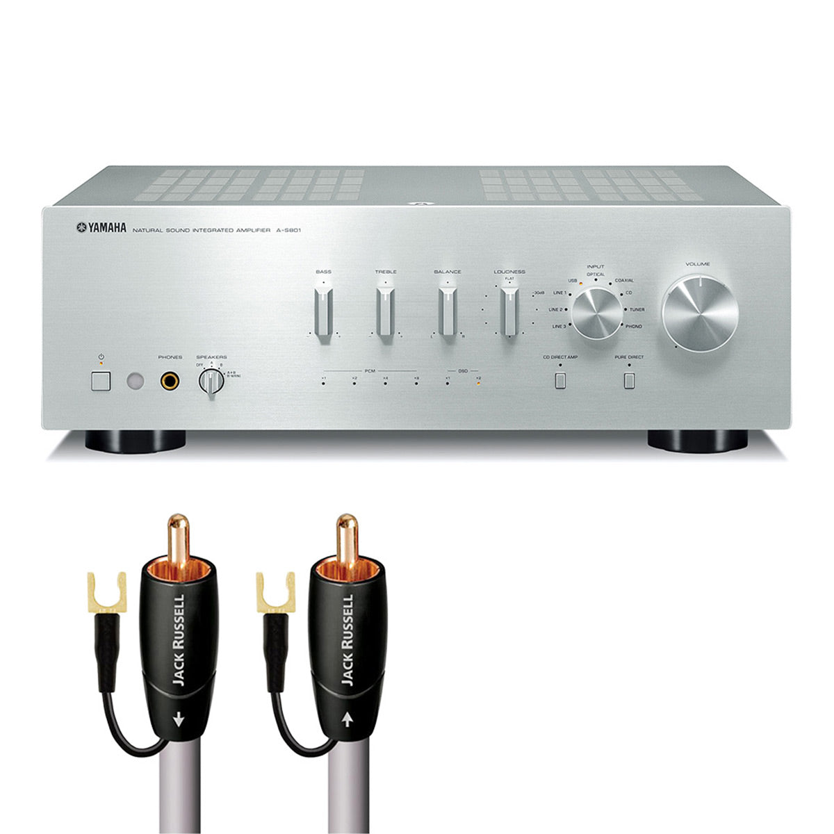 Yamaha A-S801 Amplifier Bundle with AudioQuest Jack Russell Cable (Silver)