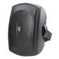 Black outdoor speaker with mesh grille and adjustable mounting bracket