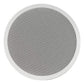 White circular in-wall speaker with a perforated metal grille and a smooth outer bezel
