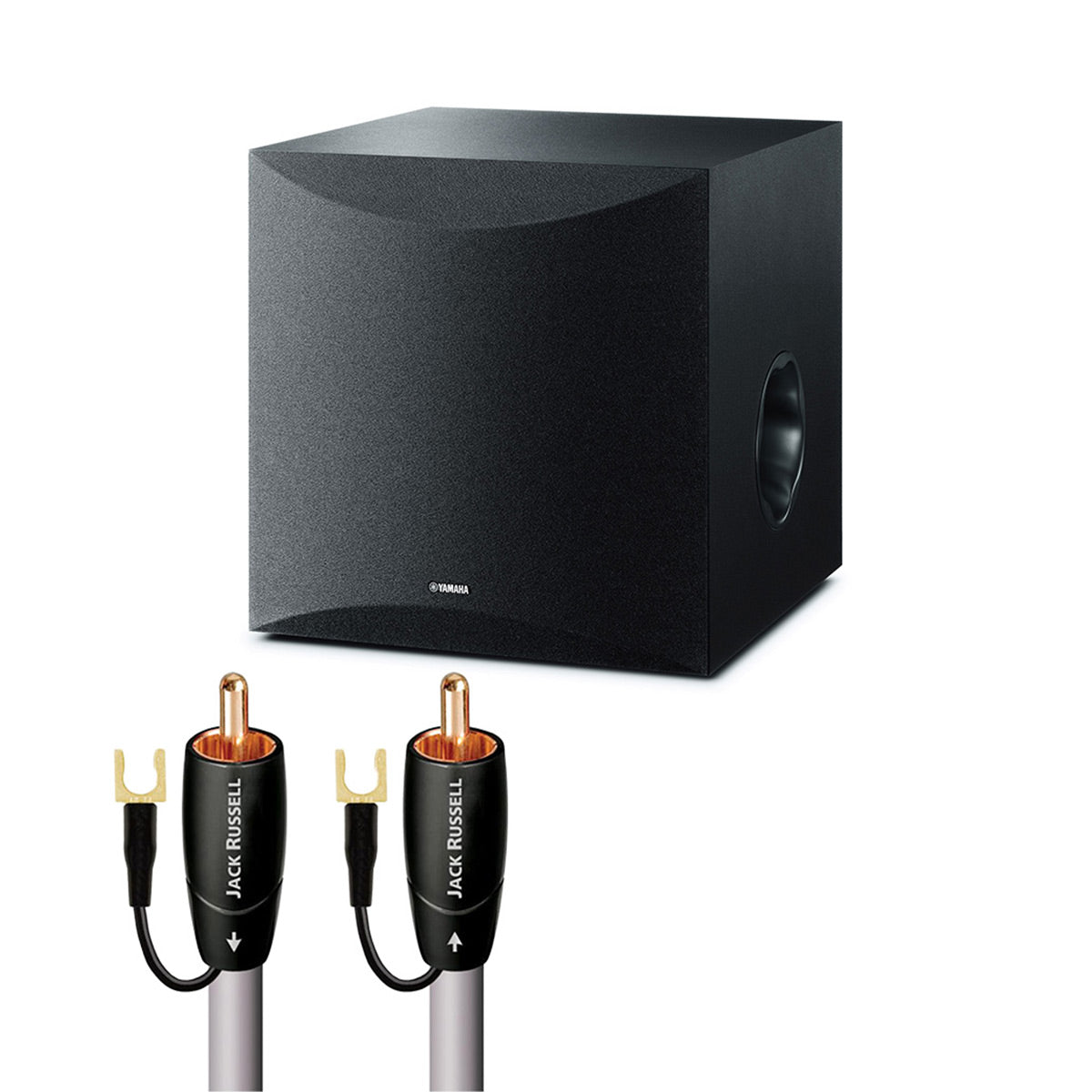 Yamaha NS-SW100 Powered Subwoofer Bundle w/ AudioQuest Jack Russell Cable