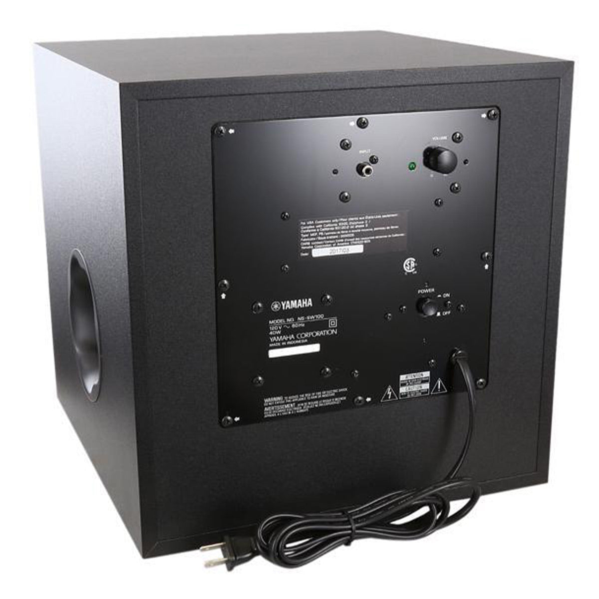 Yamaha NS-SW100 Powered Subwoofer Bundle w/ AudioQuest Jack Russell Cable