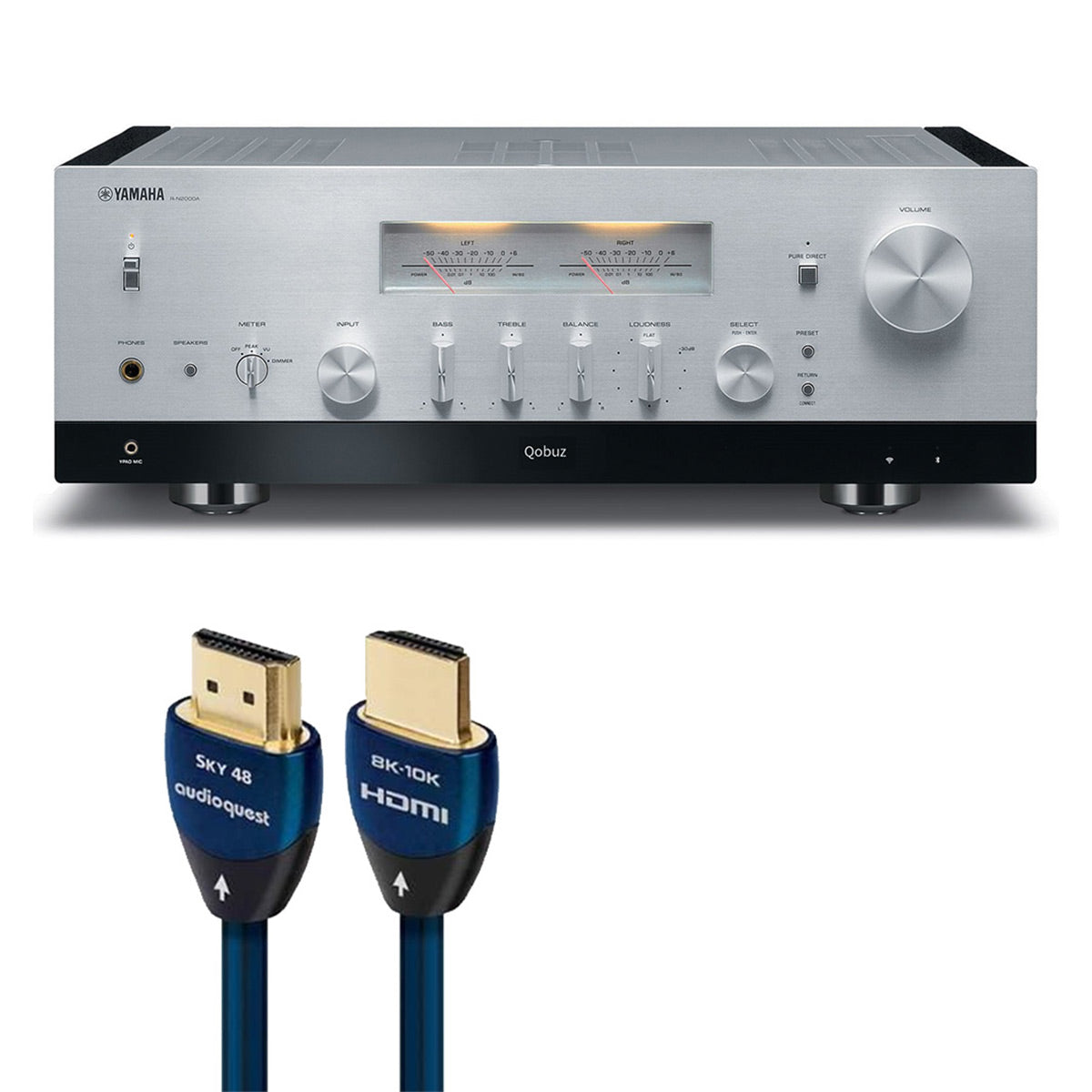 Yamaha R-N2000A Network Receiver Bundle with AudioQuest Sky 3m HDMI (Silver)