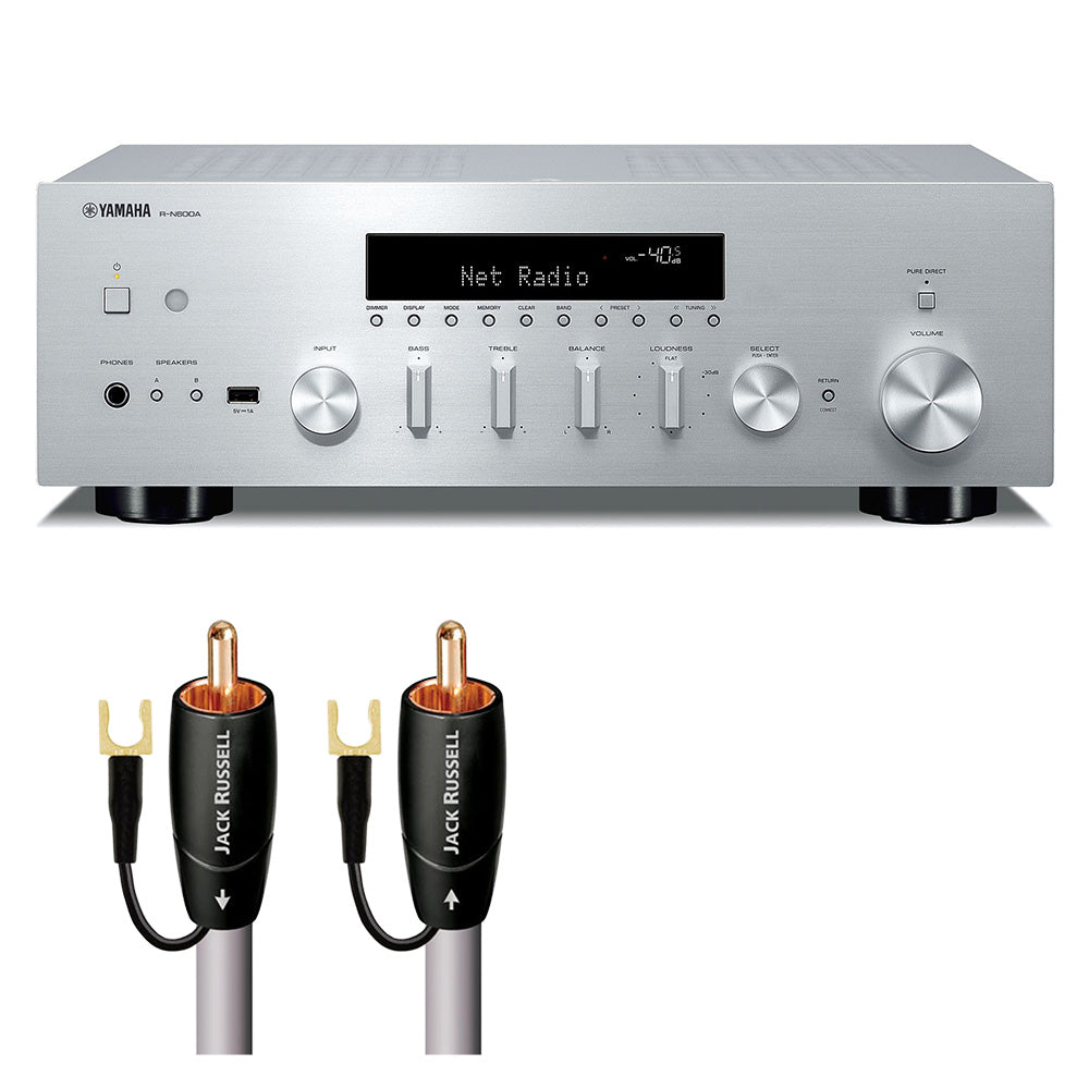 Yamaha R-N600A Network Receiver Bundle with AudioQuest Jack Russell (Silver)