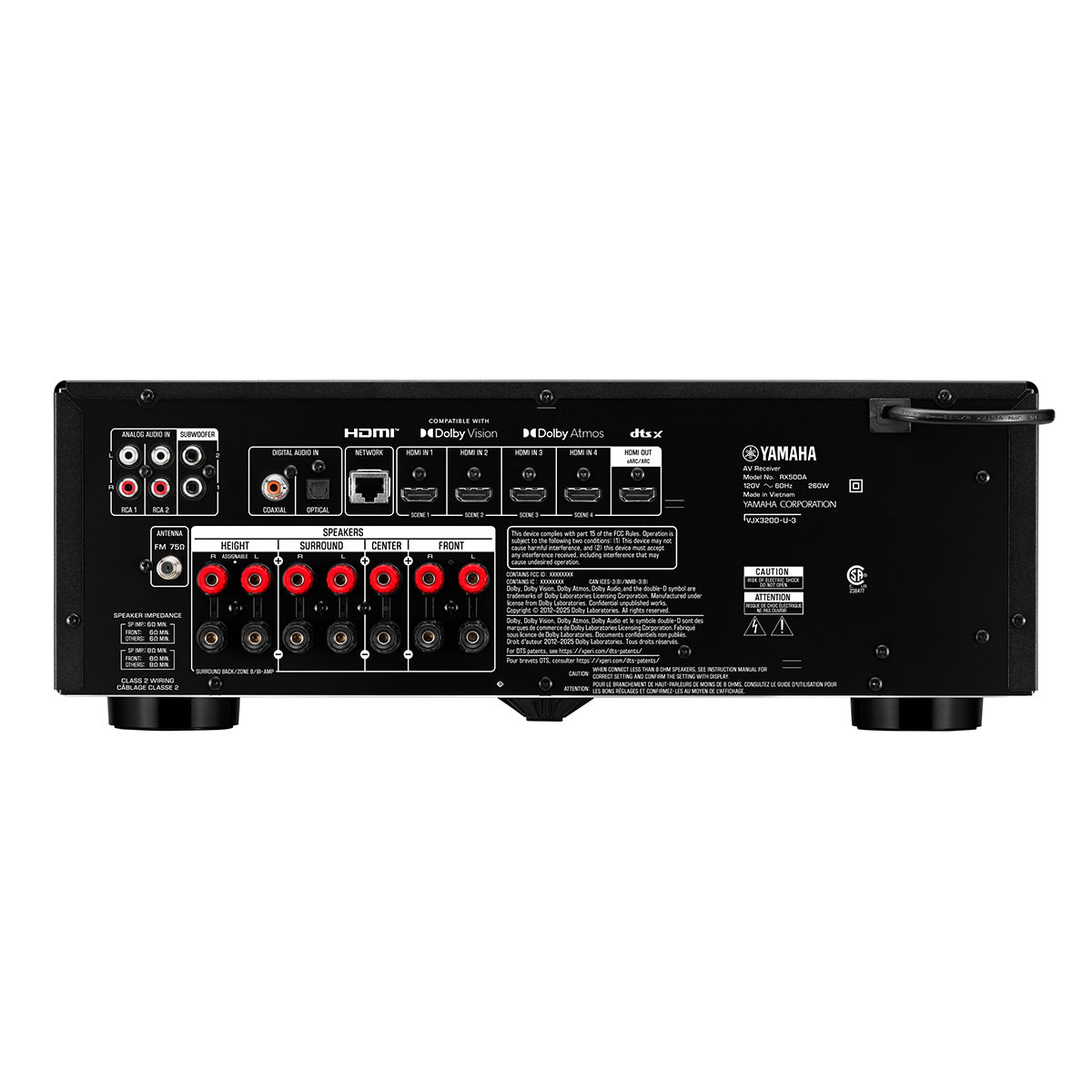 Yamaha RX500A 7.2-Ch 8K AV Receiver Bundle with AudioQuest Sky 3m HDMI