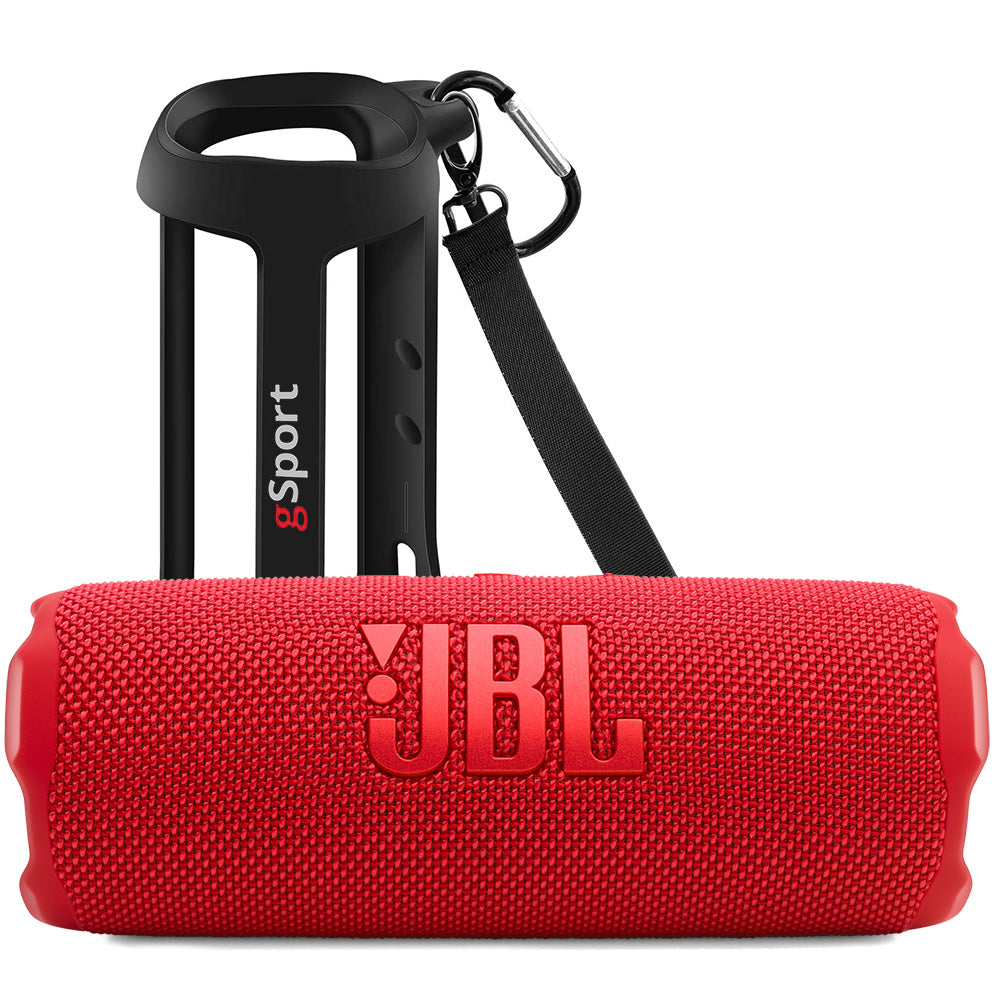 JBL FLIP 7 Waterproof Portable Speaker Bundle with gSport Silicone Sleeve (Red)