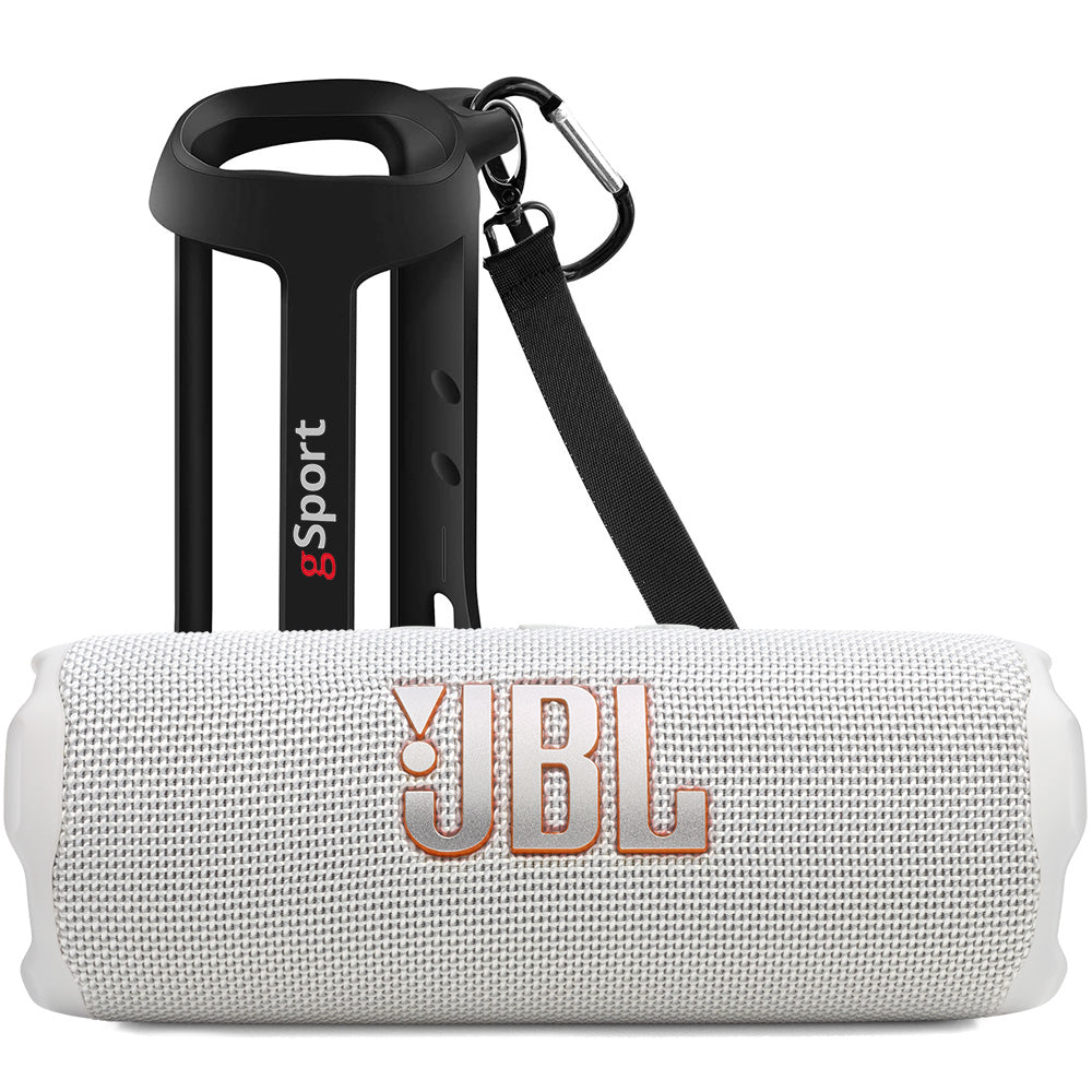 JBL FLIP 7 Waterproof Portable Speaker Bundle with gSport Silicone Sleeve (White)