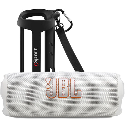 JBL FLIP 7 Waterproof Portable Speaker Bundle with gSport Silicone Sleeve (White)
