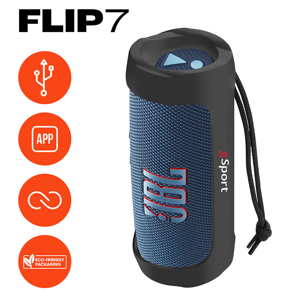 JBL FLIP 7 Waterproof Portable Speaker Bundle with gSport Silicone Sleeve (Blue)