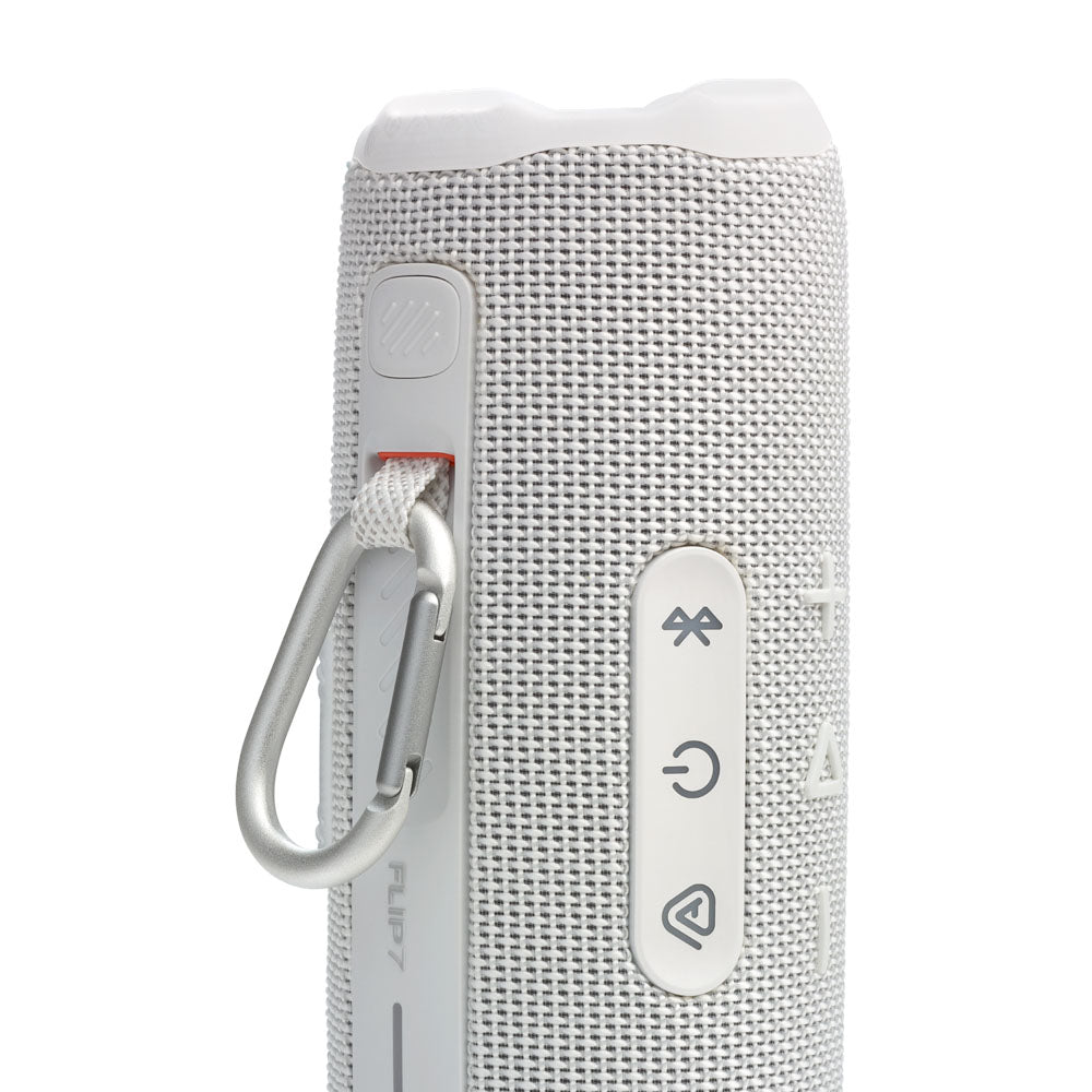 JBL FLIP 7 Waterproof Portable Speaker Bundle with gSport Carbon Fiber Case (White)