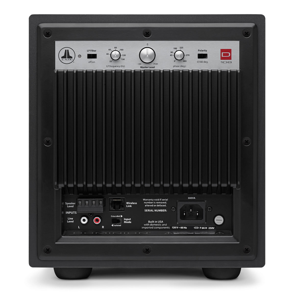JL Audio Dominion d108 8" Powered Subwoofer - Each (Black Ash)