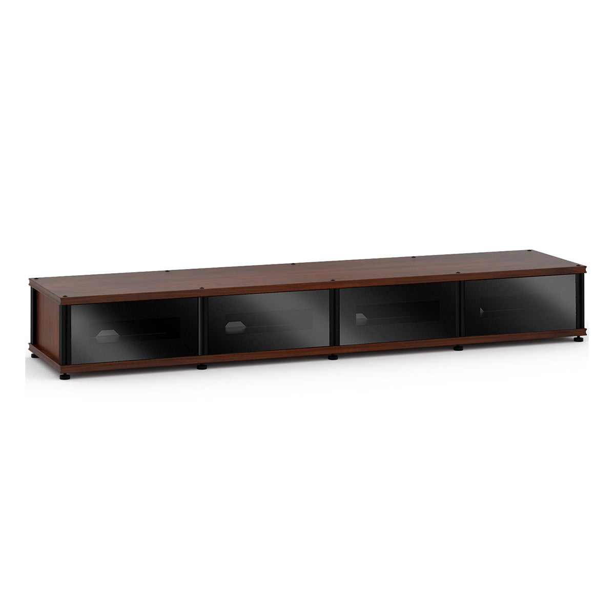 Salamander Designs Synergy 141 Quad AV Cabinet (Dark Walnut with Black Glass Doors & Black Posts)